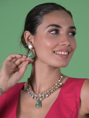 Rajwada Gold And Green Alloy Jewellery Set For Women