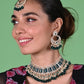 Rajwada Teal And Silver Layered Alloy Jewellery Set For Women
