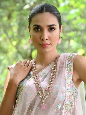 Rajwada Pink Alloy Jewellery Set For Women