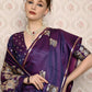 Rajwada Women Festive Purple Satin Printed Saree With Unstitched Blouse