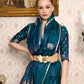 Rajwada Women Festive Blue Satin Printed Saree With Unstitched Blouse