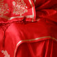 Rajwada Women Festive Red Satin Printed Saree With Unstitched Blouse