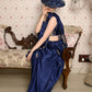 Rajwada Women Festive Blue Satin Printed Saree With Unstitched Blouse