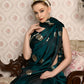 Rajwada Women Festive Green Satin Printed Saree With Unstitched Blouse