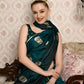Rajwada Women Festive Green Satin Printed Saree With Unstitched Blouse