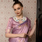 Rajwada Women Festive Lilac Satin Printed Saree With Unstitched Blouse