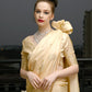 Rajwada Women Festive Beige Satin Printed Saree With Unstitched Blouse