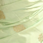 Rajwada Women Festive Sea Green Satin Printed Saree With Unstitched Blouse