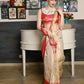 Rajwada Women Festive Apricot Silk Blend Woven Saree With Unstitched Blouse