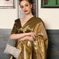 Rajwada Women Festive Brown Silk Blend Woven Saree With Unstitched Blouse
