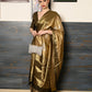 Rajwada Women Festive Brown Silk Blend Woven Saree With Unstitched Blouse