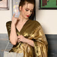 Rajwada Women Festive Brown Silk Blend Woven Saree With Unstitched Blouse