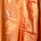 Rajwada Women Festive Orange Silk Blend Woven Saree With Unstitched Blouse