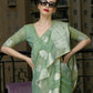 Rajwada Women Festive Green Linen Blend Woven Saree With Unstitched Blouse