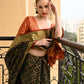 Rajwada Women Festive Green Silk Blend Woven Saree With Unstitched Blouse
