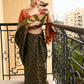 Rajwada Women Festive Green Silk Blend Woven Saree With Unstitched Blouse