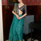 Rajwada Women Festive Blue Silk Blend Woven Saree With Unstitched Blouse