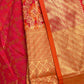 Rajwada Women Festive Magenta Silk Blend Woven Saree With Unstitched Blouse