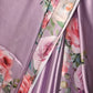 Rajwada Women Festive Purple Satin Printed Saree With Unstitched Blouse