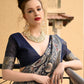 Rajwada Women Festive Dark Blue Silk Blend Woven Saree With Unstitched Blouse
