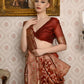 Rajwada Women Festive Maroon Silk Blend Woven Saree With Unstitched Blouse
