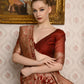 Rajwada Women Festive Maroon Silk Blend Woven Saree With Unstitched Blouse