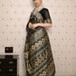 Rajwada Women Festive Black Silk Blend Woven Saree With Unstitched Blouse
