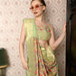 Rajwada Women Festive Green Silk Blend Woven Saree With Unstitched Blouse