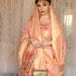 Rajwada Women Festive Peach Silk Blend Woven Saree With Unstitched Blouse