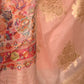 Rajwada Women Festive Peach Silk Blend Woven Saree With Unstitched Blouse