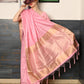 Rajwada Women Festive Pink Silk Blend Woven Saree With Unstitched Blouse
