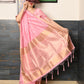 Rajwada Women Festive Pink Silk Blend Woven Saree With Unstitched Blouse