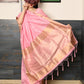 Rajwada Women Festive Pink Silk Blend Woven Saree With Unstitched Blouse