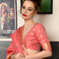 Rajwada Women Festive Pink Silk Blend Woven Saree With Unstitched Blouse