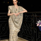 Rajwada Women Festive Beige Silk Blend Woven Saree With Unstitched Blouse
