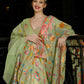 Rajwada Women Festive Green Silk Blend Woven Saree With Unstitched Blouse