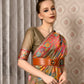 Rajwada Women Festive Brown Silk Blend Woven Saree With Unstitched Blouse