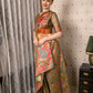 Rajwada Women Festive Brown Silk Blend Woven Saree With Unstitched Blouse