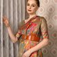Rajwada Women Festive Brown Silk Blend Woven Saree With Unstitched Blouse