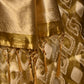 Rajwada Women Festive Gold Tissue Woven Saree With Unstitched Blouse