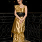 Rajwada Women Festive Gold Tissue Woven Saree With Unstitched Blouse