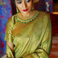 Rajwada Olive Woven Design Silk Blend Saree With Unstitched Blouse For Women