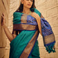 Rajwada Blue Handloom Woven Saree For Women