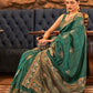 Rajwada Women Teal Silk Blend Woven Saree With Unstitched Blouse