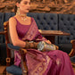 Rajwada Women Violet Silk Blend Woven Saree With Unstitched Blouse