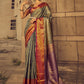 Rajwada Green Handloom Woven Silk Blend Saree for Women With Unstitched Blouse