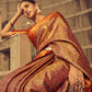 Rajwada Red Handloom Woven Silk Blend Saree for Women With Unstitched Blouse