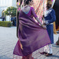 Rajwada Purple Woven Design Silk Blend Saree With Unstitched Blouse For Women