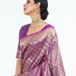 Rajwada Purple Silk Blend Woven Saree With Unstitched Blouse For Women