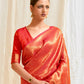 Rajwada Red Silk Blend Woven Saree With Unstitched Blouse For Women